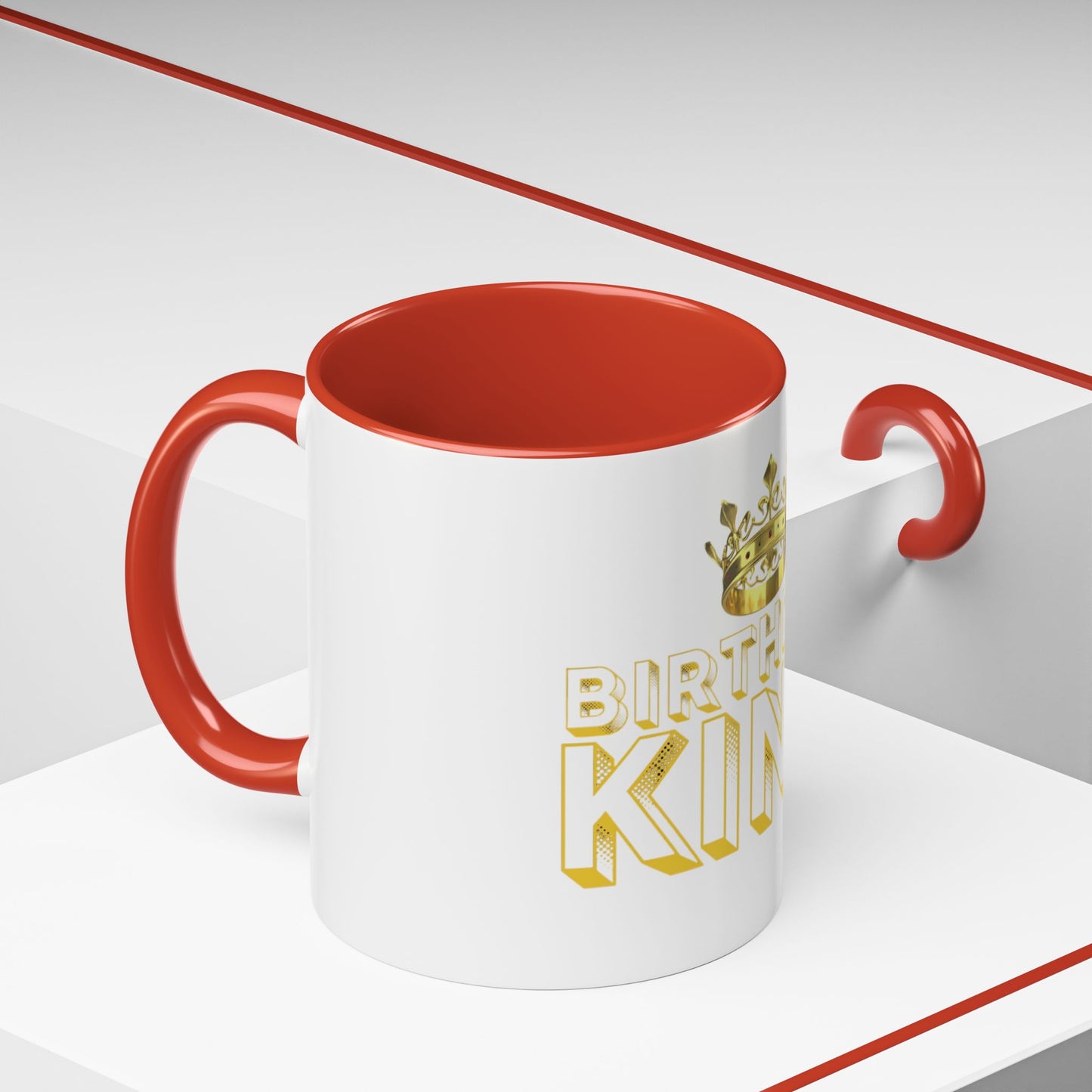 Birthday King Accent Coffee Mug - Celebrate, Gift, Black Mug, Crown Design, Funny Mug, 11oz, 15oz