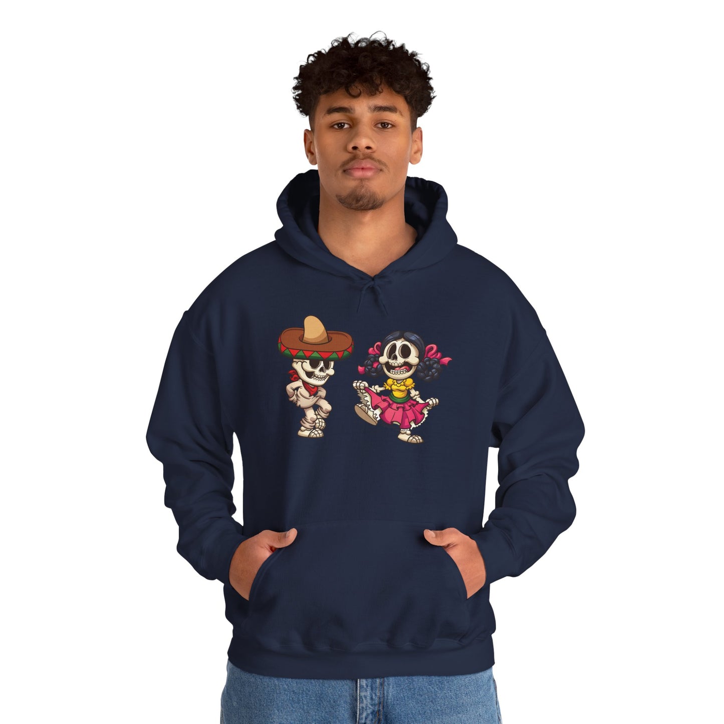 Dia de los Muertos Hooded Sweatshirt, Cozy Halloween Sweatshirt, Unisex Skeleton Hoodie, Fall Celebration Apparel, Casual Stylish Gift