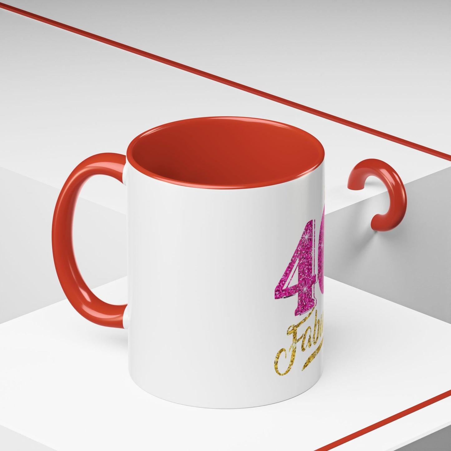 40 & Fabulous Glitter Accent Coffee Mug | Birthday Gift, 40th Celebration, Fun Memento, Personalized Mug, Women’s Coffee Cup