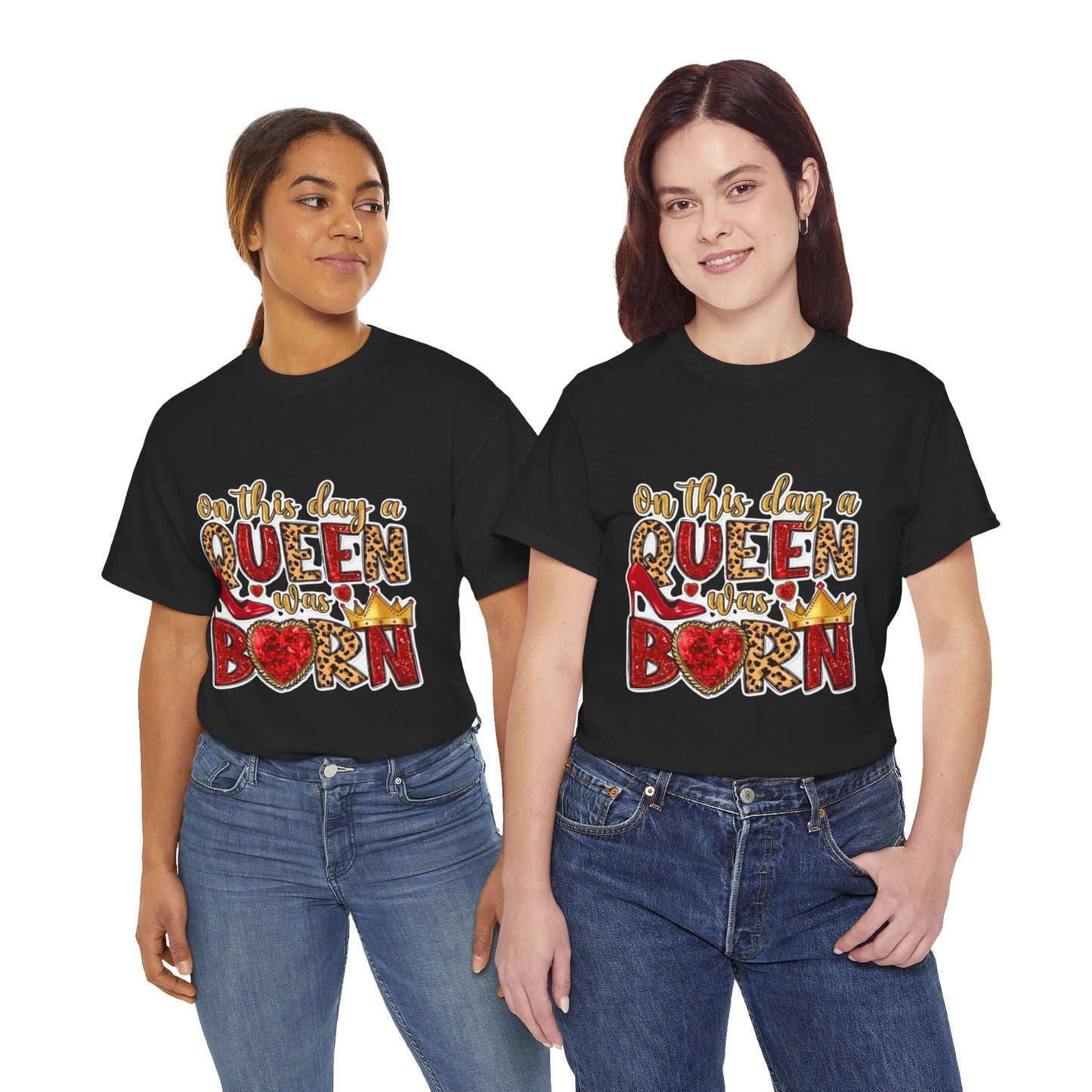 Unisex Heavy Cotton Tee - "On This Day a Queen Was Born" Birthday Shirt, Perfect Gift for Her, Queen Shirt, Birthday Celebration Tee, [...]