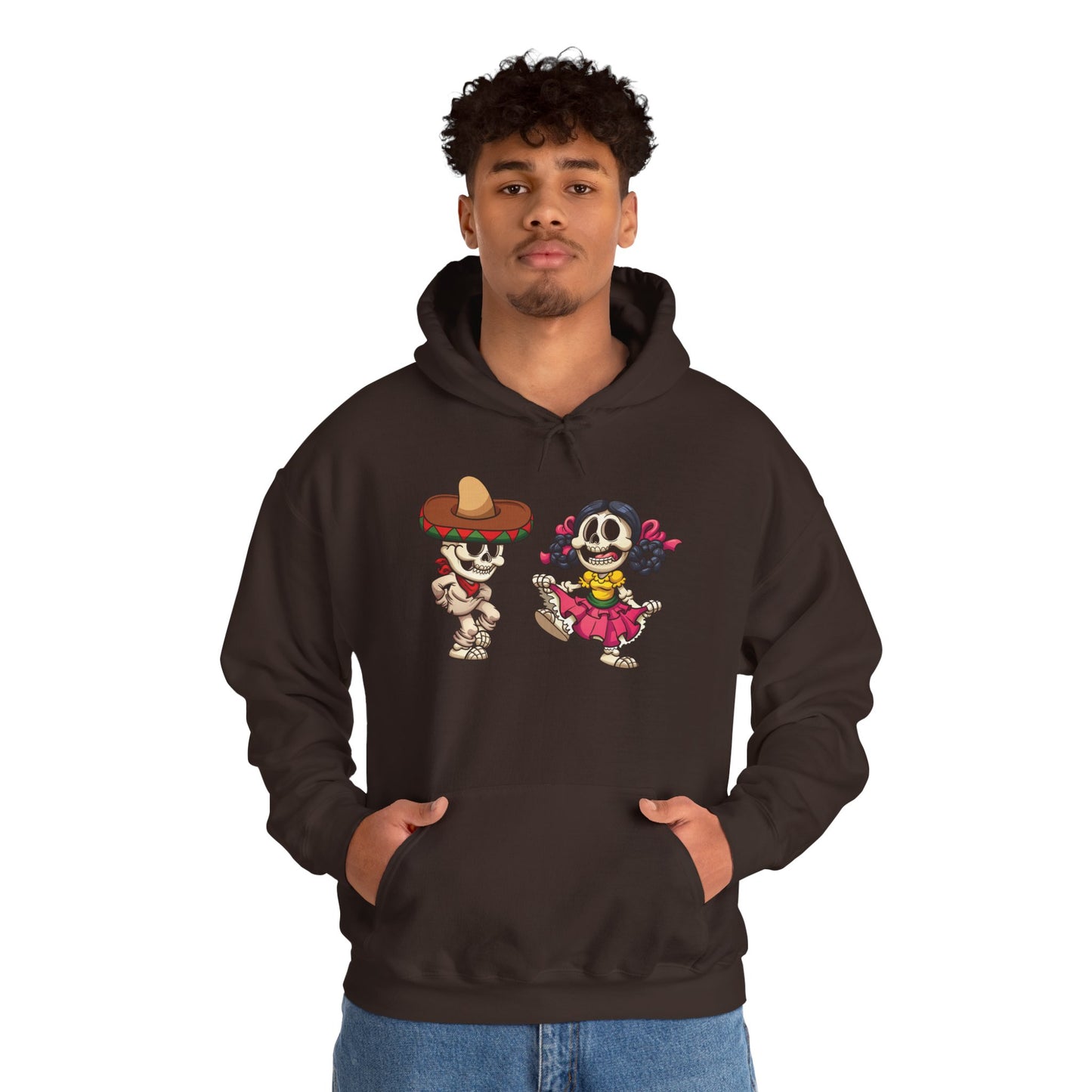 Dia de los Muertos Hooded Sweatshirt, Cozy Halloween Sweatshirt, Unisex Skeleton Hoodie, Fall Celebration Apparel, Casual Stylish Gift