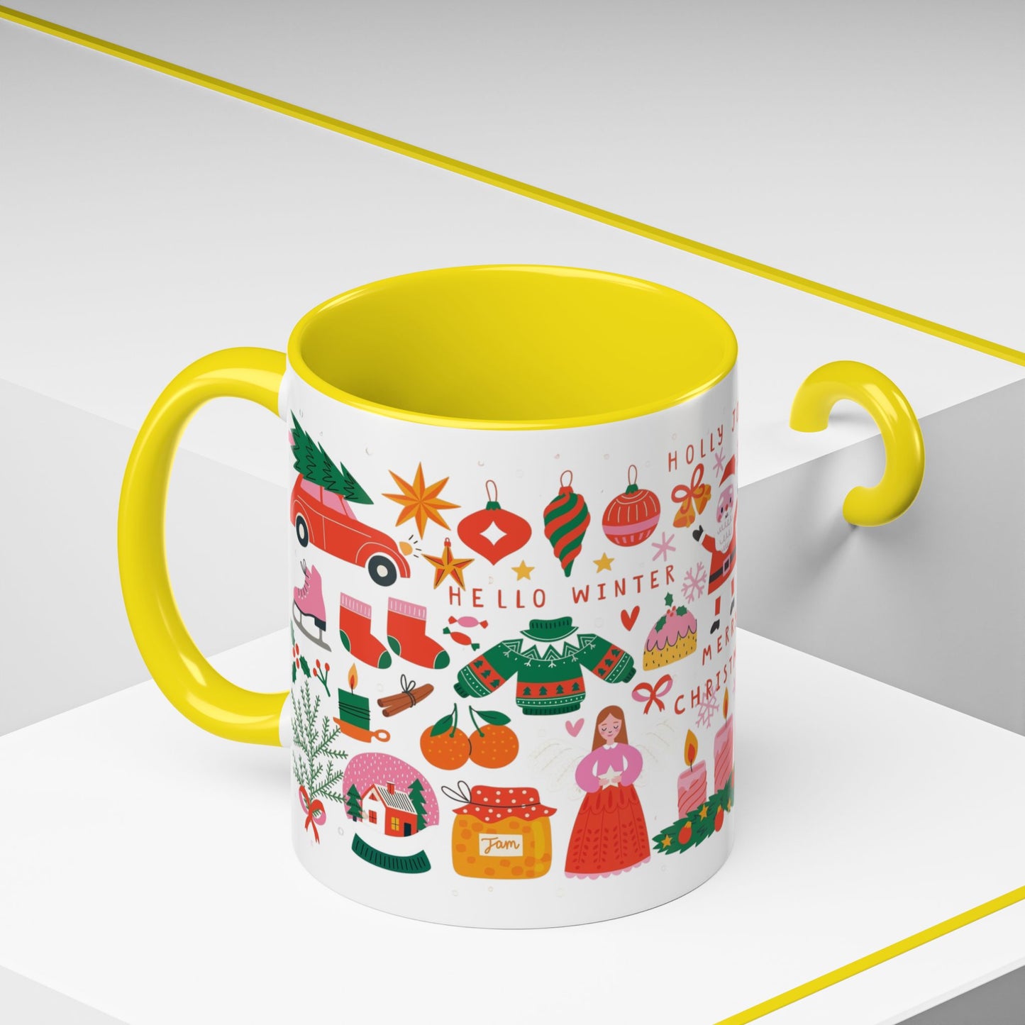 Festive Holiday Coffee Mug, Merry Christmas Mug, Winter Drinkware, Cute Santa Cup, Gift for Coffee Lovers, Holiday Decor