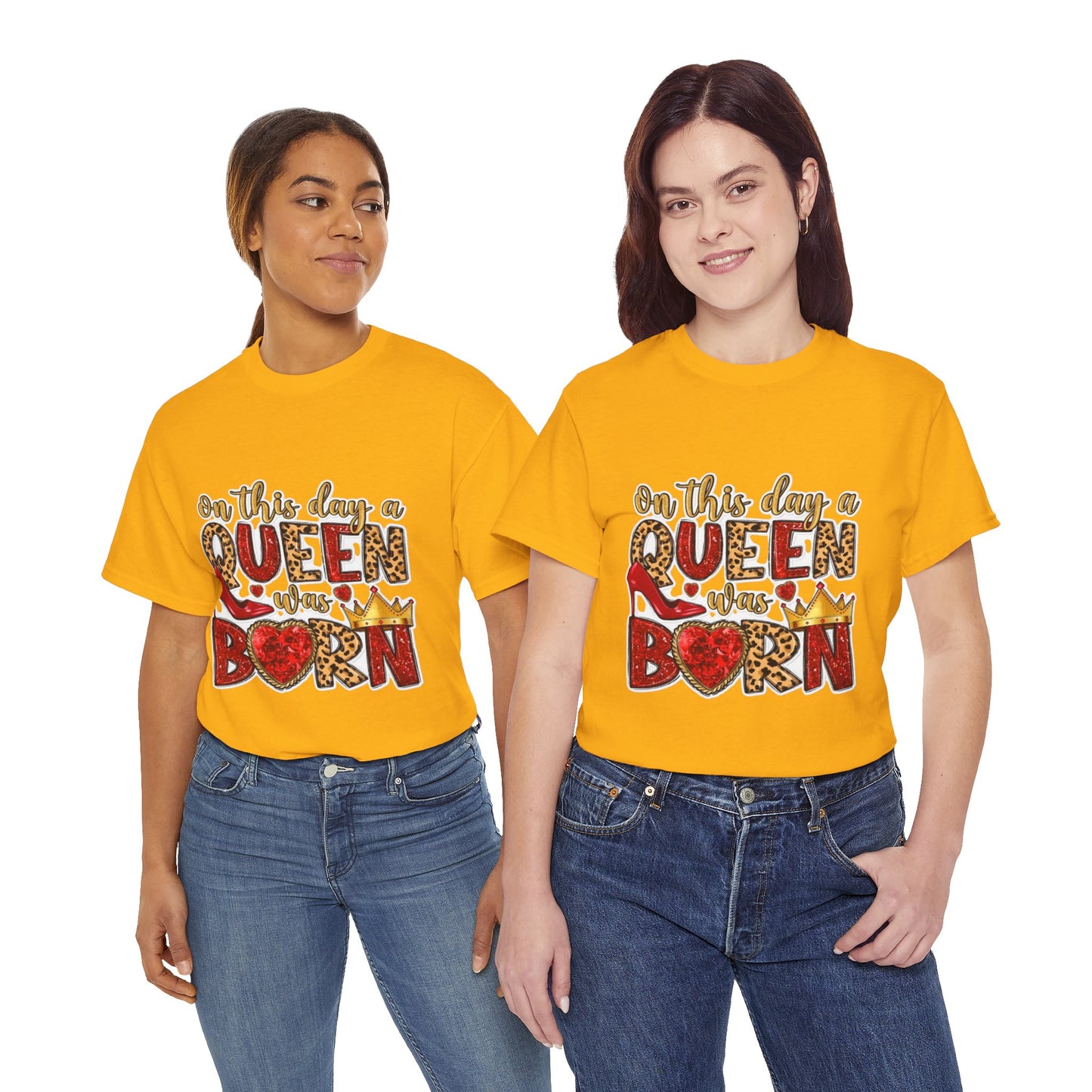 Unisex Heavy Cotton Tee - "On This Day a Queen Was Born" Birthday Shirt, Perfect Gift for Her, Queen Shirt, Birthday Celebration Tee, [...]