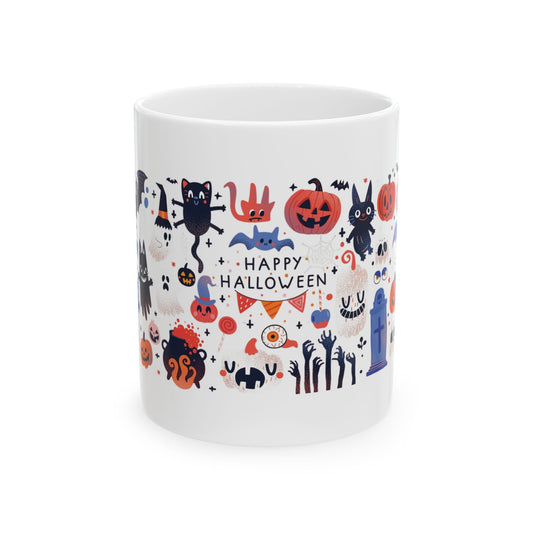 Halloween-Themed Ceramic Mug - Perfect for Coffee, Tea, Soup, Holiday Gifts, Festive Decor, 11oz