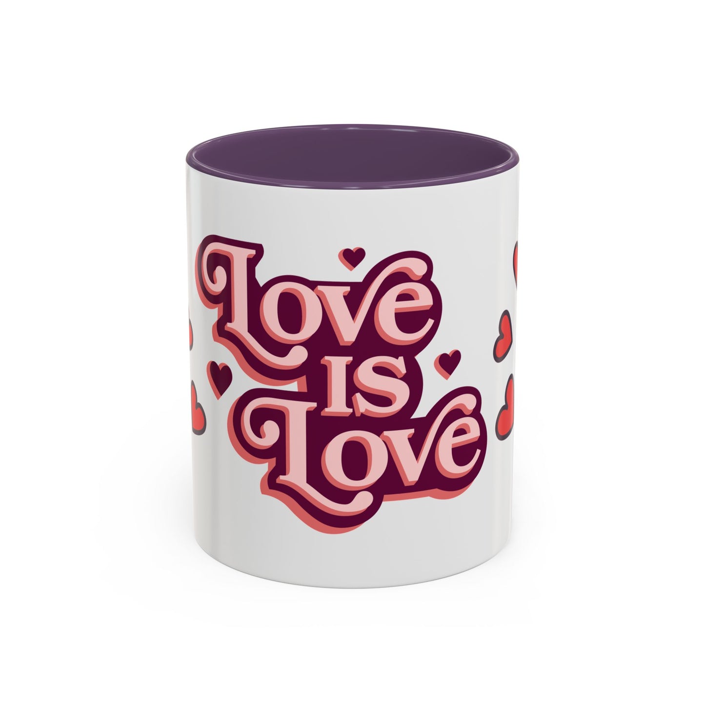 Love is Love Accent Coffee Mug | Cute Gift for Friends, LGBTQ+ Pride, Valentine's Day, Home Decor, Heart Design
