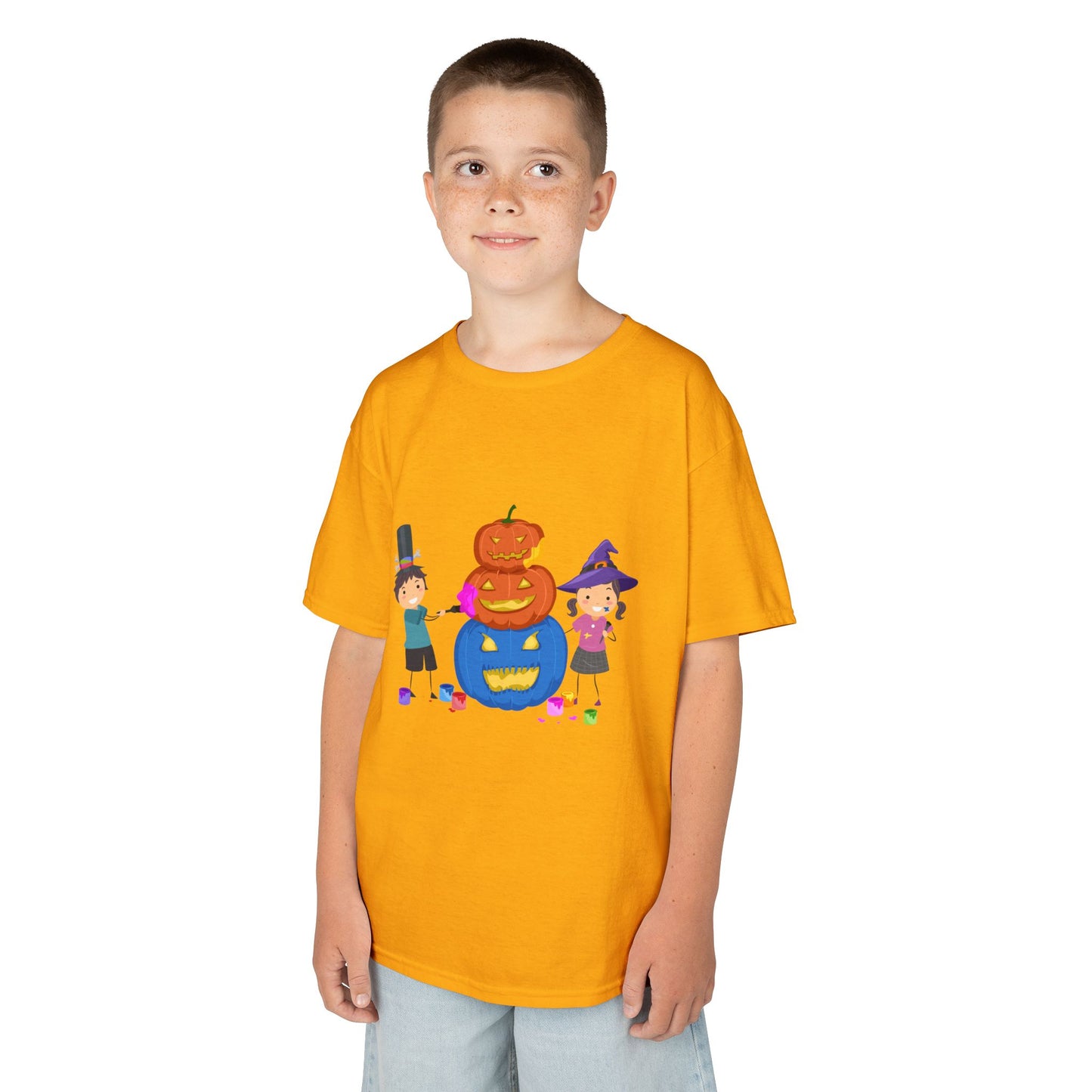 Kids Halloween Tee with Pumpkin Design, Fun Kids Shirt, Halloween Costume Top, Trick or Treat Tee, Spooky Season Apparel, Kid's Party Outfit