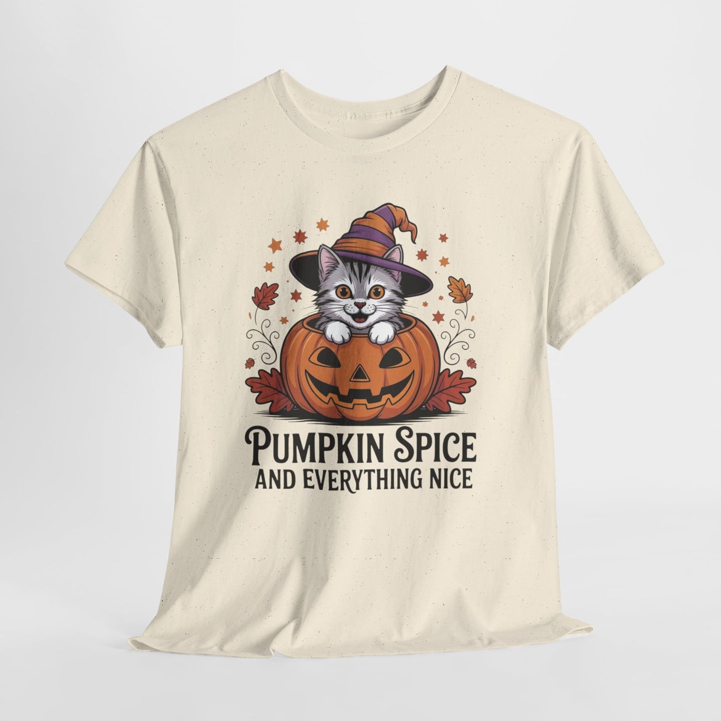 Pumpkin Spice Cat Tee - Cozy Fall T-Shirt, Halloween Shirt, Autumn Fashion, Cat Lover Gift, Cute Graphic Tee