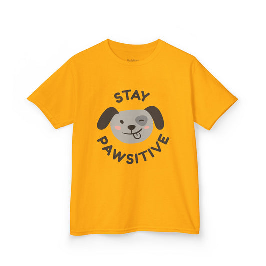 Kids Stay Pawsitive Tee, Fun Kids T-Shirt, Gift for Animal Lovers, Positive Message Tee, Birthday Gift for Kids, Dog Lover Apparel