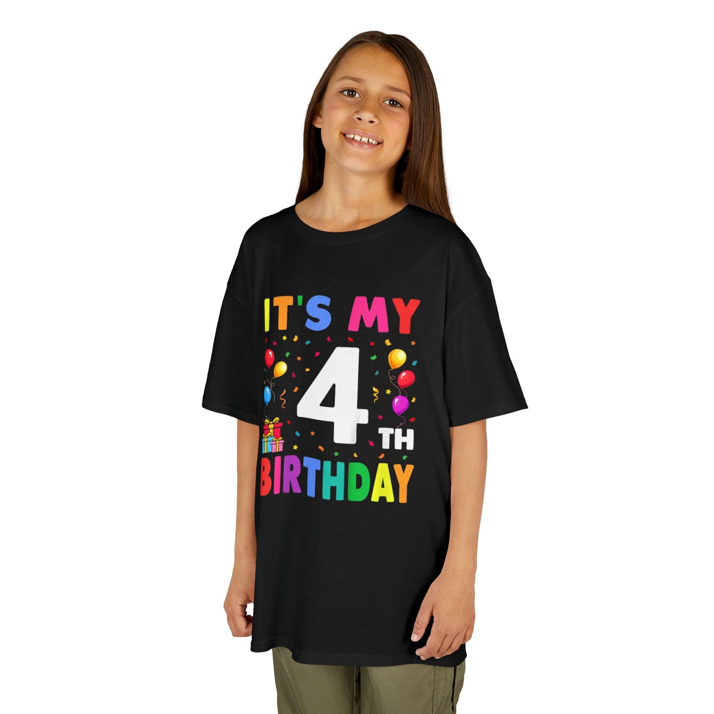 Kids Birthday Tee, Fun Party Shirt, 4th Birthday Celebration, Children's Gift, Kids Cotton Tee, Colorful Party Outfit