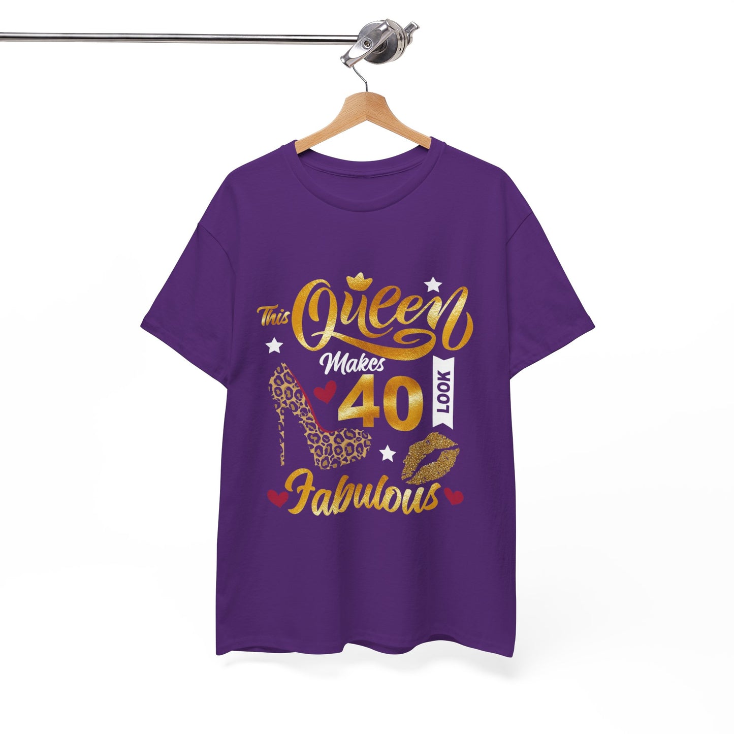 Fabulous 40 Queen Tee, Birthday Celebration T-Shirt, Unisex Cotton Top, Gift for Her, Fun Party Shirt, Leopard Print Design