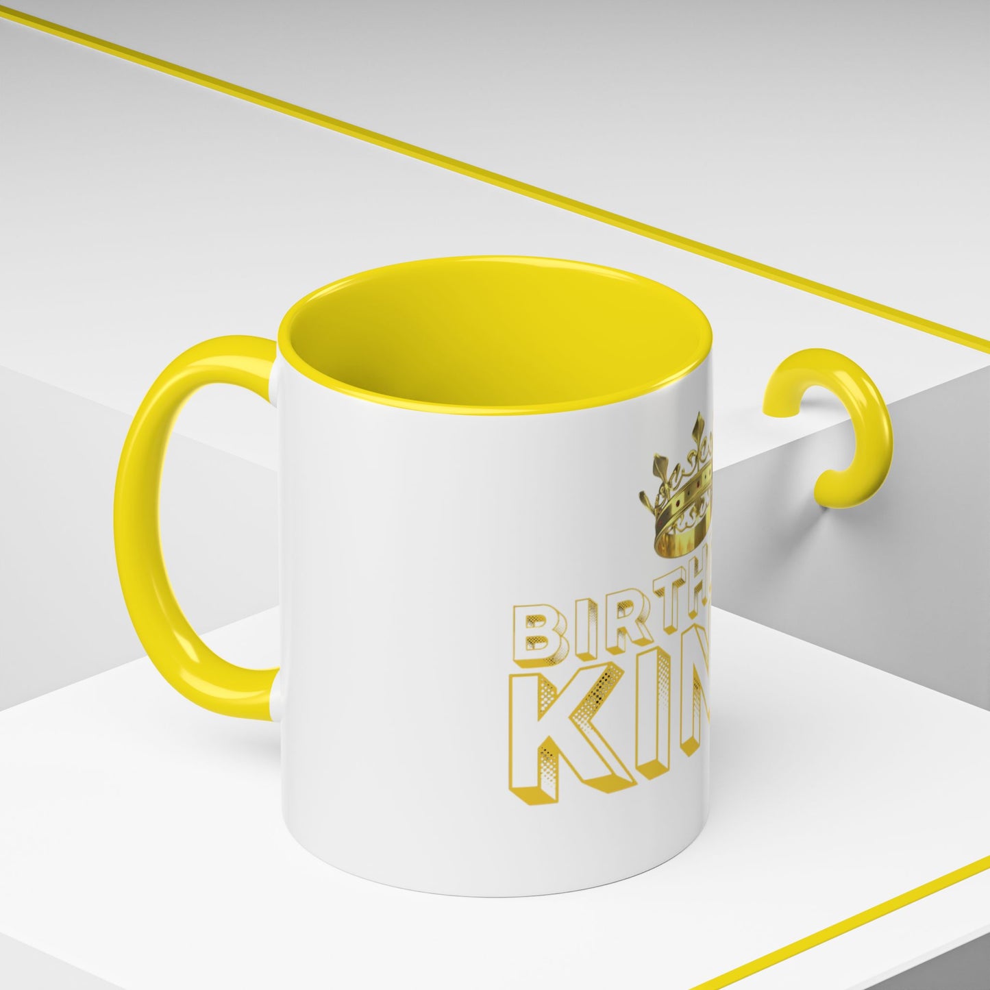 Birthday King Accent Coffee Mug - Celebrate, Gift, Black Mug, Crown Design, Funny Mug, 11oz, 15oz