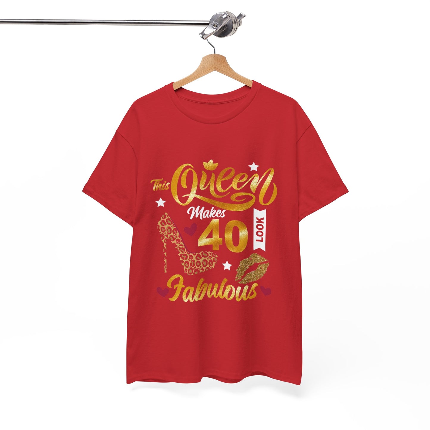 Fabulous 40 Queen Tee, Birthday Celebration T-Shirt, Unisex Cotton Top, Gift for Her, Fun Party Shirt, Leopard Print Design
