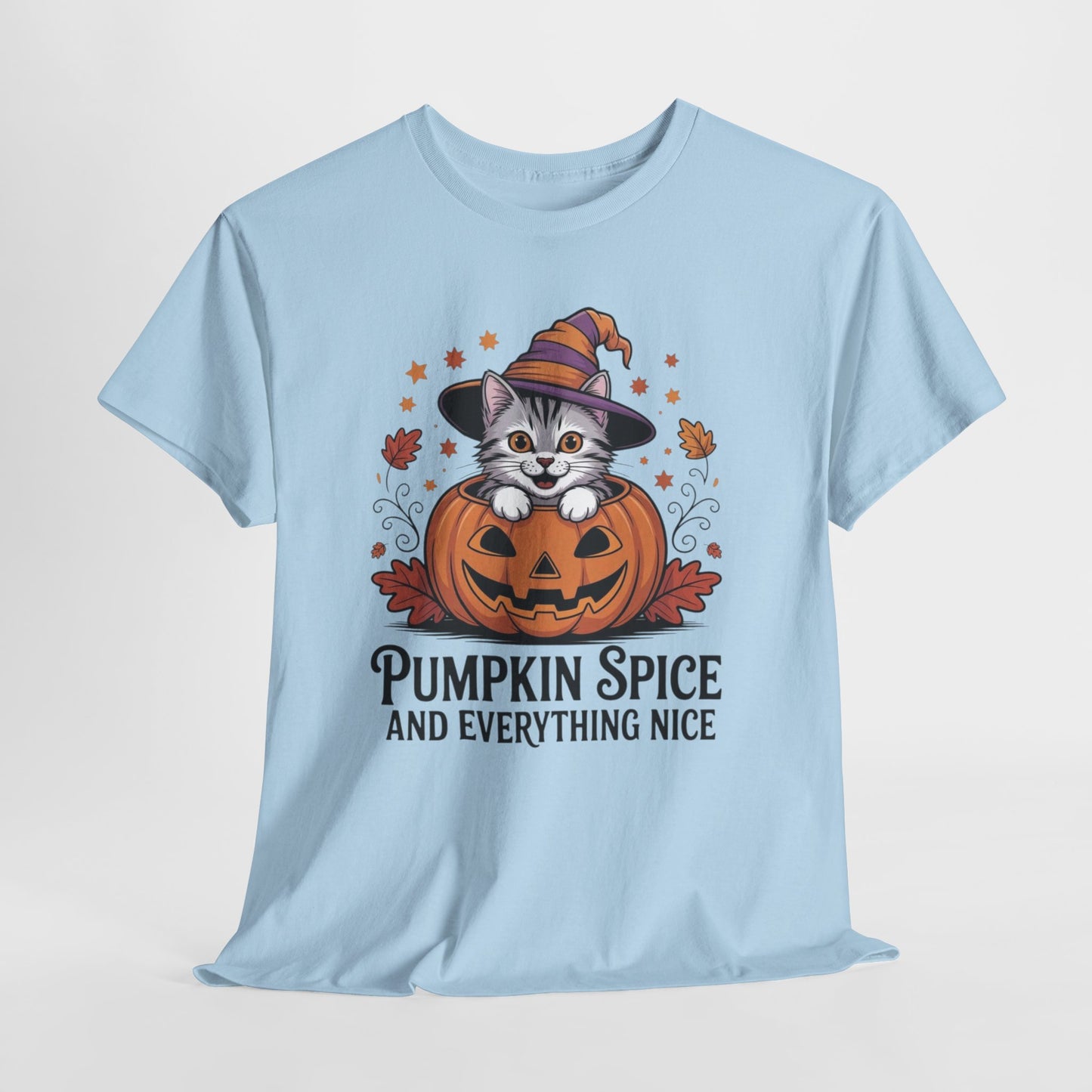 Pumpkin Spice Cat Tee - Cozy Fall T-Shirt, Halloween Shirt, Autumn Fashion, Cat Lover Gift, Cute Graphic Tee