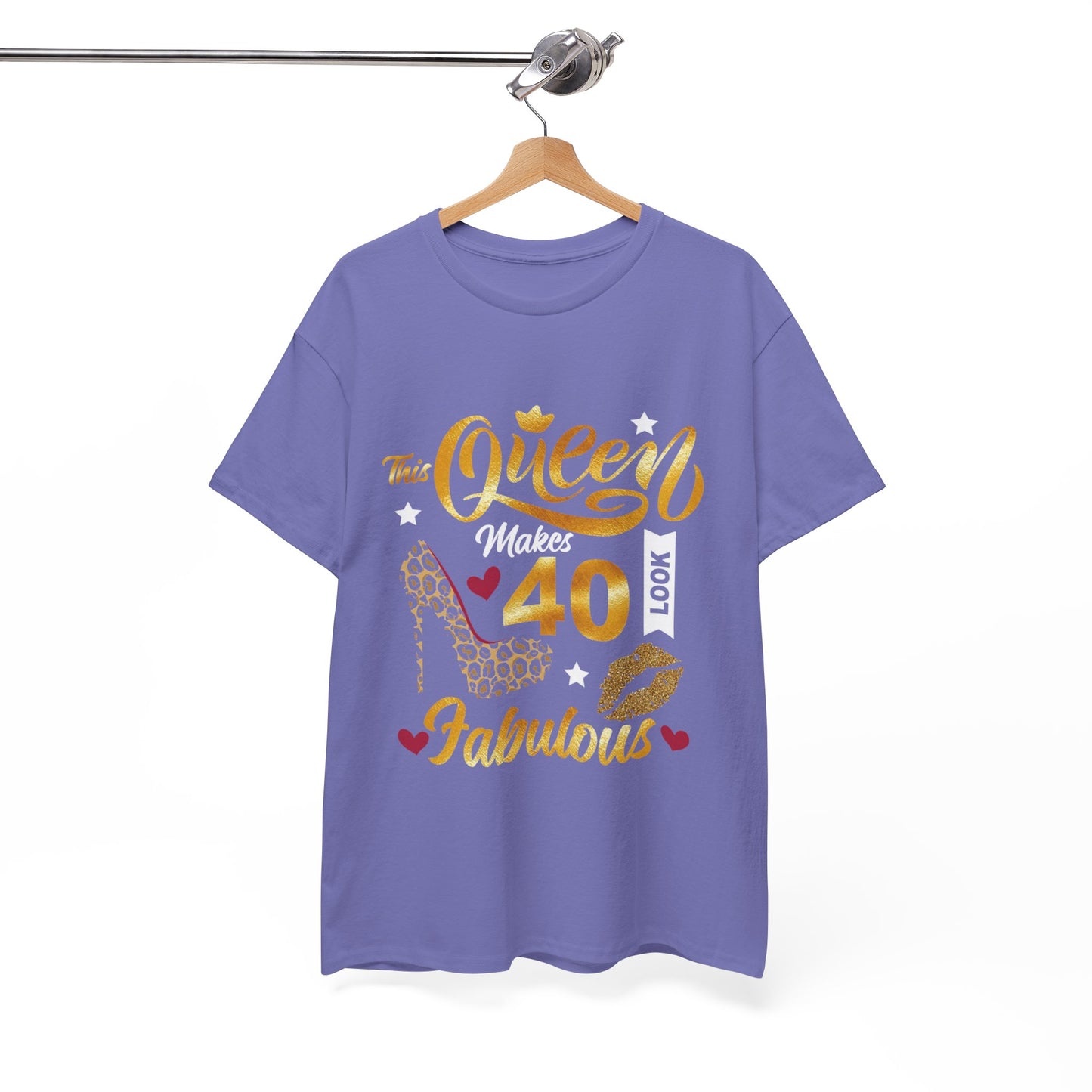 Fabulous 40 Queen Tee, Birthday Celebration T-Shirt, Unisex Cotton Top, Gift for Her, Fun Party Shirt, Leopard Print Design
