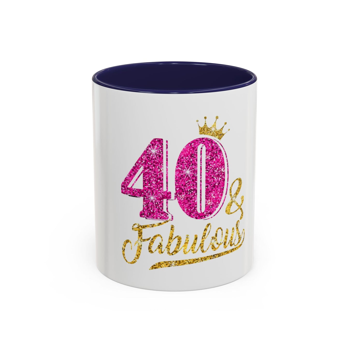 40 & Fabulous Glitter Accent Coffee Mug | Birthday Gift, 40th Celebration, Fun Memento, Personalized Mug, Women’s Coffee Cup