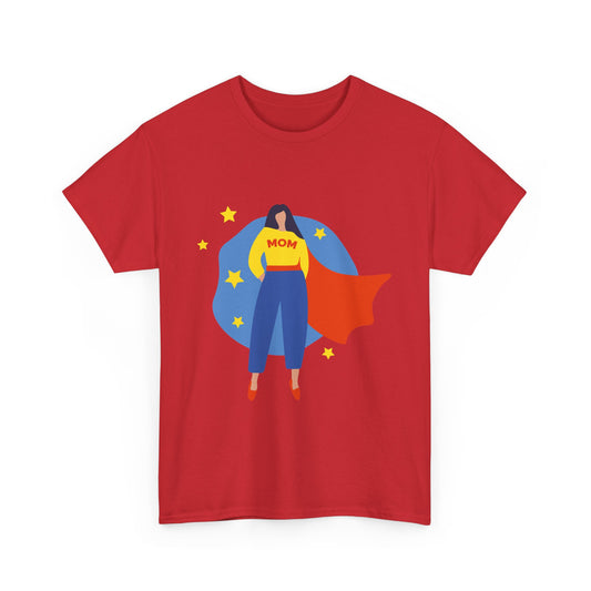 Super Mom Unisex Heavy Cotton Tee, Gift for Moms, Mother's Day Tee, Family Gathering Shirt, Casual Wear, Fun Graphic T-Shirt