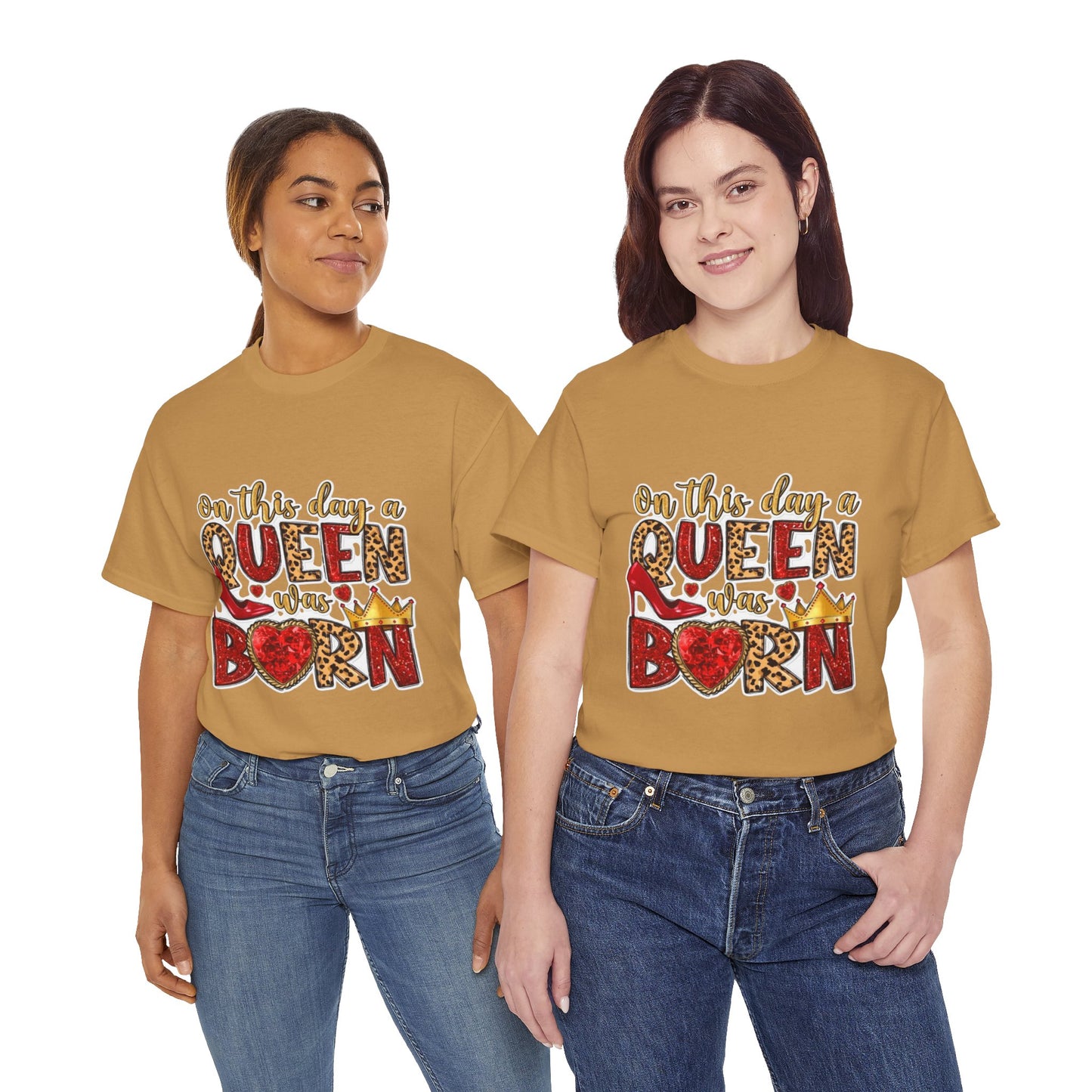 Unisex Heavy Cotton Tee - "On This Day a Queen Was Born" Birthday Shirt, Perfect Gift for Her, Queen Shirt, Birthday Celebration Tee, [...]