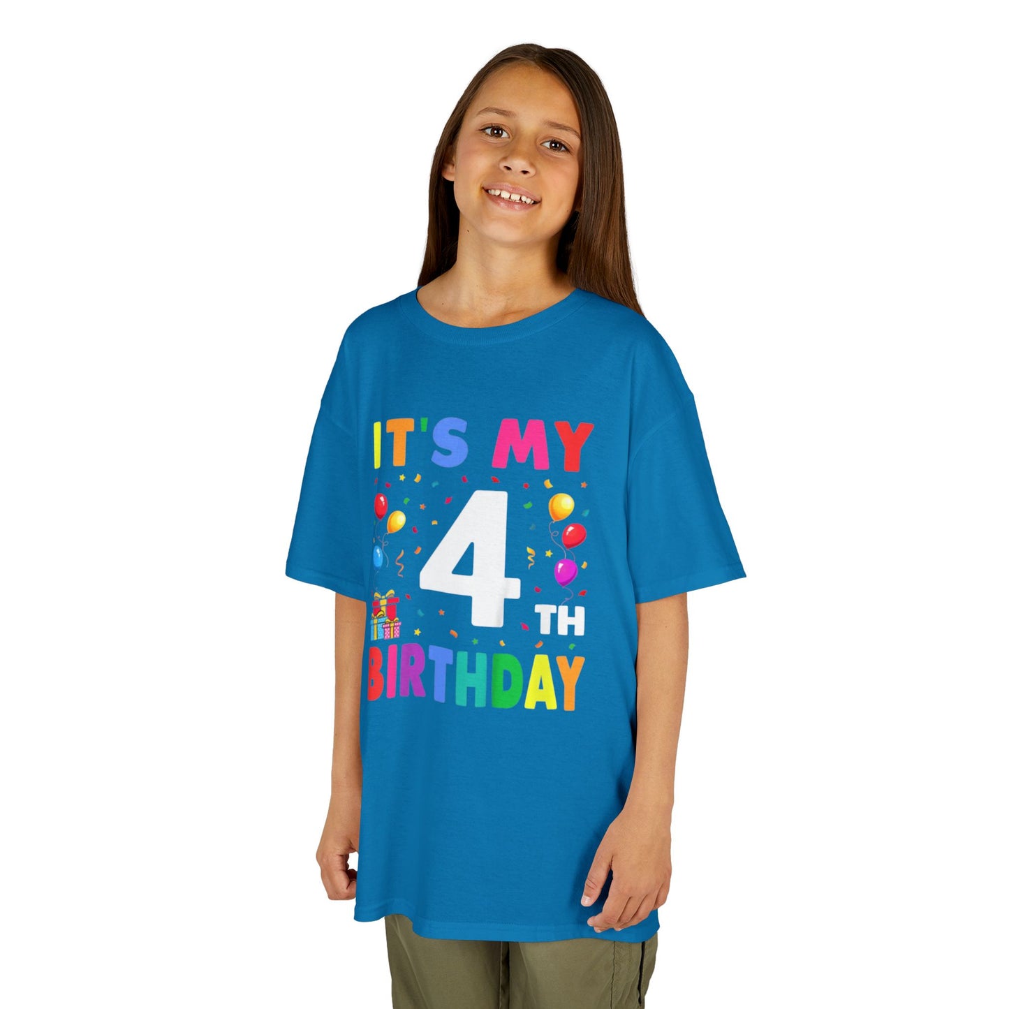 Kids Birthday Tee, Fun Party Shirt, 4th Birthday Celebration, Children's Gift, Kids Cotton Tee, Colorful Party Outfit