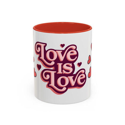 Love is Love Accent Coffee Mug | Cute Gift for Friends, LGBTQ+ Pride, Valentine's Day, Home Decor, Heart Design