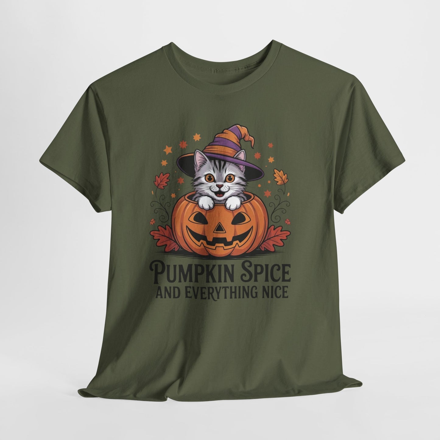 Pumpkin Spice Cat Tee - Cozy Fall T-Shirt, Halloween Shirt, Autumn Fashion, Cat Lover Gift, Cute Graphic Tee